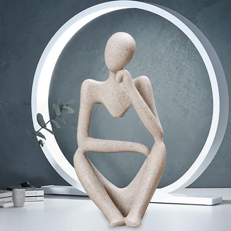 Heatunk Sandstone Resin Thinker Style Abstract Sculpture Statue - Collectible