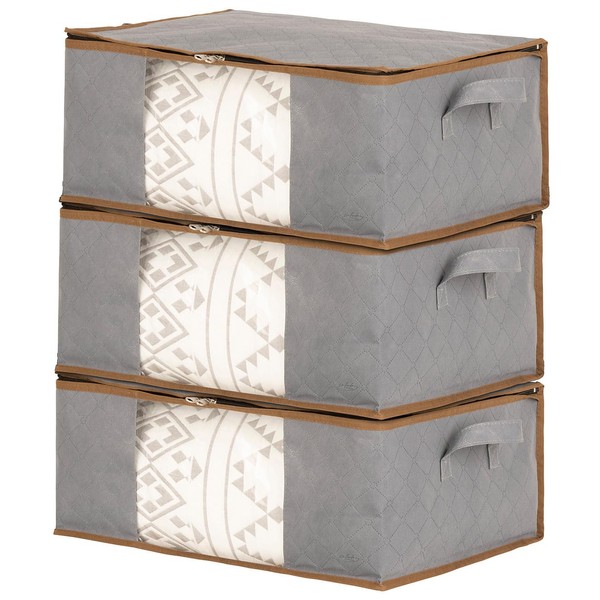 infactory 3er-Set Faltbare Aufbewahrungstaschen mit durchsichtigen Fenstern