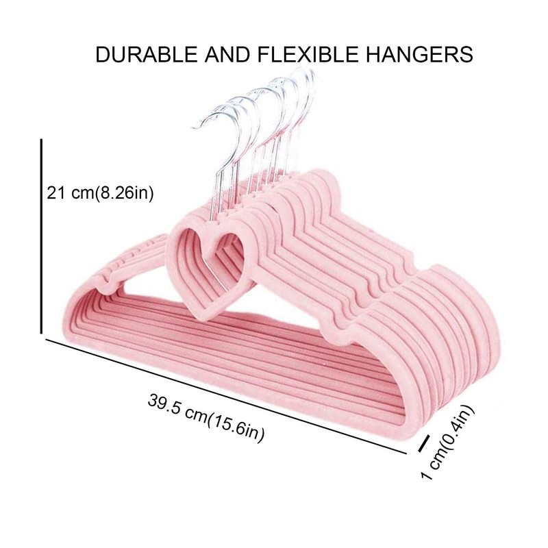 No-Slip Velvet Plastic Hangers,Pink(20Pack) for Coat Jackets, Pants, and Dress