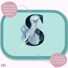 Brotdose Kinder Campus für Mepal - Buchstabe - Unterwasserwelt Initialen mit Name personalisiert I Anfangsbuchstabe mit Meerestieren I Meerliebhaber Geschenk - 750 ml - Türkis - buchstaben