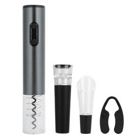 Electric Wine Bottle Opener Automatic Corkscrew W/Foil Cutter Pourer Vacuum StopperSilver Gray