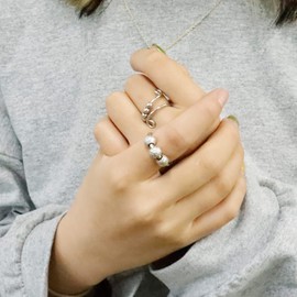 2PCS Anxiety Fidget Ring for Women Spinner Rings Silver Anxiety Spinner Ring for Relief Mood Ring Jewelry Gifts