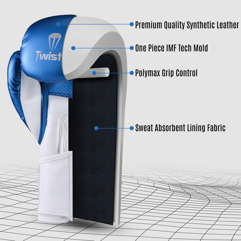 Twisto Boxing Gloves Sparring X7 (14 oz, Metallic Blue)