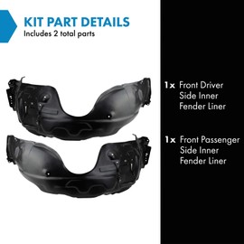 TRQ TRQ Front Inner Fender Liner Set Compatible with 2007-2009 Lexus ES350 LX1250116 LX1251116