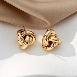 Knot Earrings Gold Chunky Geometric Earrings Statement Drop Dangle Earrings Jewelry for Women