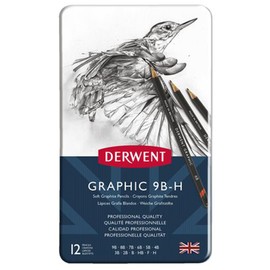 Derwent Graphic Soft Graphite Drawing Pencils, Ideal For Illustrating & Shading, Set Of 12, Professional Quality, 34215