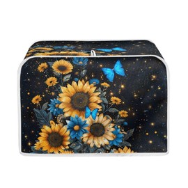 JEOCODY Sunflower Butterfly Print Toaster Oven Covers for Kitchen 2 Slice Reversible Toaster Appliance Dust Cover Stain Resistant Kitchen Broiler Appliance Organizer Bag