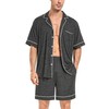 DIKFA Mens 2 Piece Pajamas Short Sleeve Loungewear Set Soft