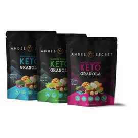 Andes Secret - Superfruit Powder Keto Granola - Healthy Breakfast Cereal - Low Carb Snack Food - 3g Net Carbs - Gluten Free - Almonds, Hazelnuts, Coconut and more 3 Pack (11oz each)