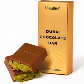 Dubai Chocolate Bar Pistachio, Viral Crispy Knafeh Chocolate Bar with Pistachio Cream and Kataifi, 3 oz (86g)