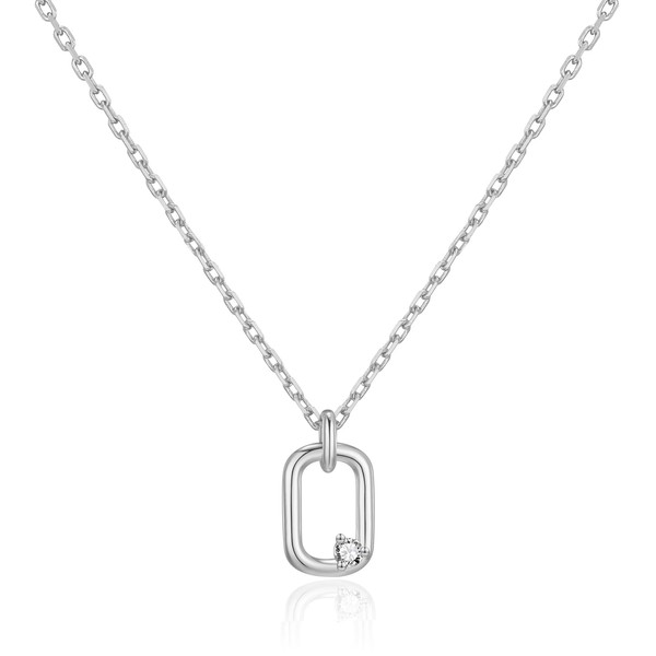 Philip Jones Silver Plated Paperclip Necklace Created with Zircondia® Crystals