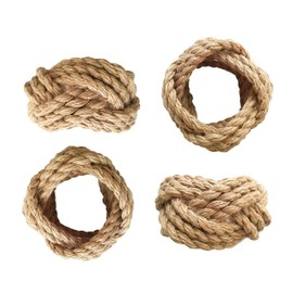 Jolitee Jute Napkin Rings Set of 4 | Elegant Woven Nautical Napkin Rings | 100% Natural Material Handcrafted | Versatile Table Accessories | Farmhouse Rustic Rope Napkin Ring