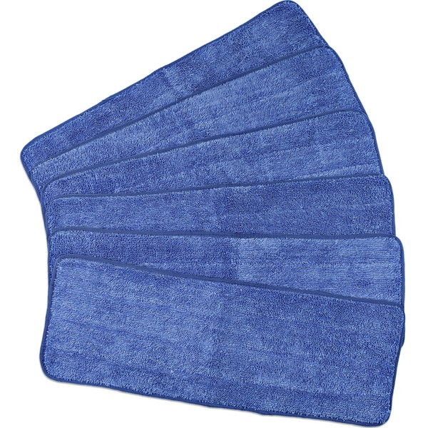CleanAide All Purpose Mega Microfiber Mop Pad 18 Inches Blue 6 Pack