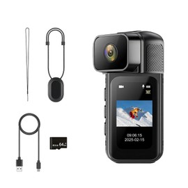 ANGELOYANG 2.7K WiFi Mini Body Camera,64GB Black POV Camera with 180°Rotating Lens,Mini Sports Cam with 1.47 "HD Screen visualization Photography for Daily Recording Bike Cycling & Pet Walking