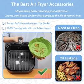 Loveuing Air Fryer Silicone Liners - Reusable Non-stick Air Fryer Silicone Pot Liner Compatible with COSORI Air Fryer Basket Accessories (X-Large, Orange)
