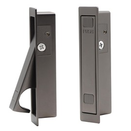 Dontay 2 Pack Pocket Door Handles,Press Finger Edge Pull, Push Flush Mount Cabinet Pulls, Recessed Rectangular Bypass Sliding Door Hardware, Cabinet Pull (2, Gun Grey)