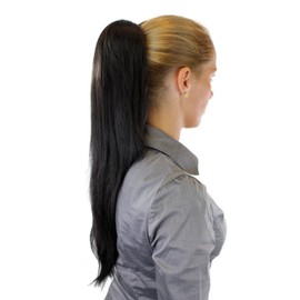 WIG ME UP - WK06-3 Hairpiece: Voluminous but Smooth Falling Braid/Ponytail Novel Holder with Mini Butterfly Clip Dark Brown 65cm