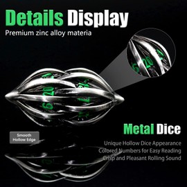 DND Dice Set Dungeons and Dragons Dice, D&D Dice 7PCS/Set, ZHOORQI Polyhedral Dice Set Metal Dice Set for Role Playing Games, Pathfinder, The Arcanum Dice Set for Table Games(GZ-Green)