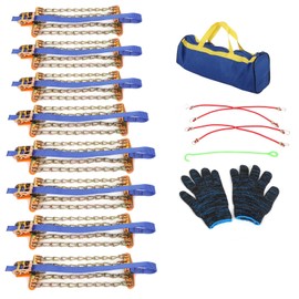 SCITOO Snow Chains For Car Pickup Trucks SUV,Universal Emergency Tire Traction Chain,Anti-Skid Thickening Tire Chains Width 205 215 225 235 245 255 265mm- Set of 8