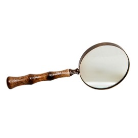 Antique Handheld Magnifier with 3 inch Brass Framed Magnifying Glass with Wooden Carved Handmade Flamed Handle | Office Ware Decorative Zooming Lens | for Father/Mother/Thanksgiving/Anniversary