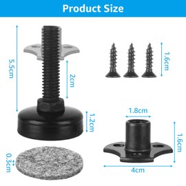 GBACHOOSE 8 Pack Furniture Levelers 3/8''-16 Thread T-Nut Kit Furniture Leveling Feet, Heavy Duty Furnitures Levelers for Tables,Cabinets,Chairs