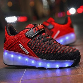 LEDS Roller Skates for Kids & Girls, Shoes with Wheels, Light-Up Color Shoes in Red & Black