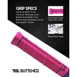 Buttendz Future Rubber Replacement Hockey Grip - Step Down Knob, Two-Tiered Player Knob with Twirl, Fits All Stick Sizes for Superior Control and Puck Feel (Pink, Black Drip)