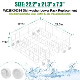 Upgraded WD28X10384 Dishwasher Lower Rack Replacement for GE Dishwasher Bottom Rack GLD4500V00CC, GLC4400R40BB, GLD5660V00SS with WD35X21038 Wheels