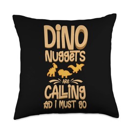 Dino Chicken Nugget Dinosaur Nugs Veggie Funny Throw Pillow, 18x18, Multicolor