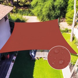 Amagenix Waterproof Sun Shade Sail 10'X13' Rust Red Shade Canopy Curved Edge 95% UV Blocking Awning Shelter for Outdoor Patio Backyard Garden Activities,Customized