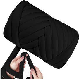 Maxee Thick Wool Yarn 500 g, Chunky XXL Wool for Hand Knitting, Tube Yarn, Arm Knitting, Knitting Wool, Bulky Textile Yarn for Crocheting Baskets, Blankets, Cushions, Backpacks, Pet Baskets, Black