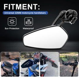 PSLER Universal Motorcycle Mirror 7/8" 22MM Handlebar Mirrors for Grom MT03 MT09 Z125 pro Z900 CRF250 ZX10R Rabel 500 FZ-07 And More,Aluminum,Black