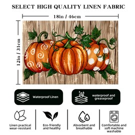 Fall Placemats, Fall Placemats Set of 6, Fall Decorations for Home, 12 * 18 Inch Vintage Pumpkin Placemats, Seasonal Fall Table Runners for Outdoor Home Party Catering Decoration