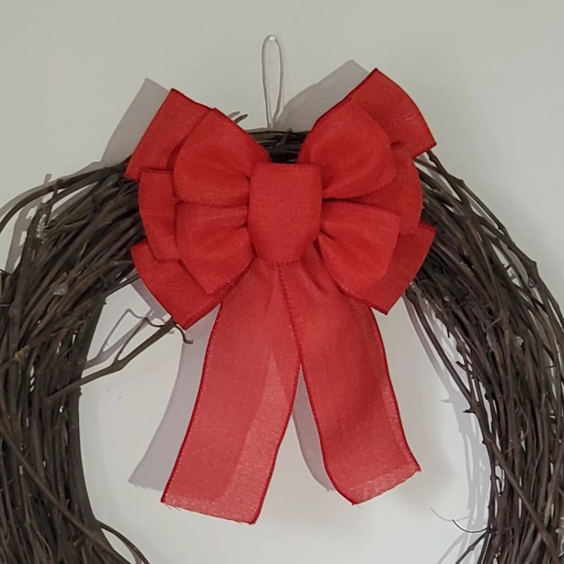Handmade 8" Red Wired Linen Bow Wedding,Wreath