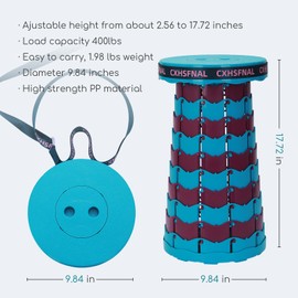 Upgraded Portable Collapsible Stool Lightweight but Sturdy Load Capacity 400lbs Small Folding Camping Chairs Height Adjustable for Fishing Hiking Gardening Hunting BBQ(Blue Purple, Double pack)