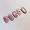 Pearl Flower Handmade Nail Tips - Coffin Midi / 진주