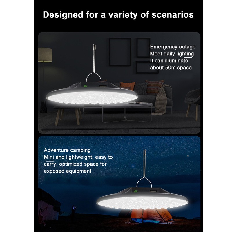 LED Camping Light USB Rechargeable Portable Round Disc Waterproof Hanging