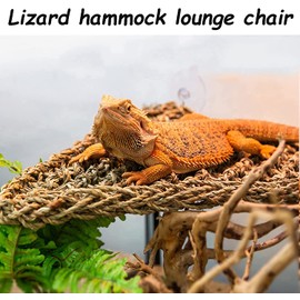 kathson Bearded Dragon Hammock Reptile Lounger Reptiles Plants Hanging Fake Vines Boston Climbing Terrarium Plant Lizard Tank Accessories Flexible Leaves Decor for Chameleon Gecko Snakes