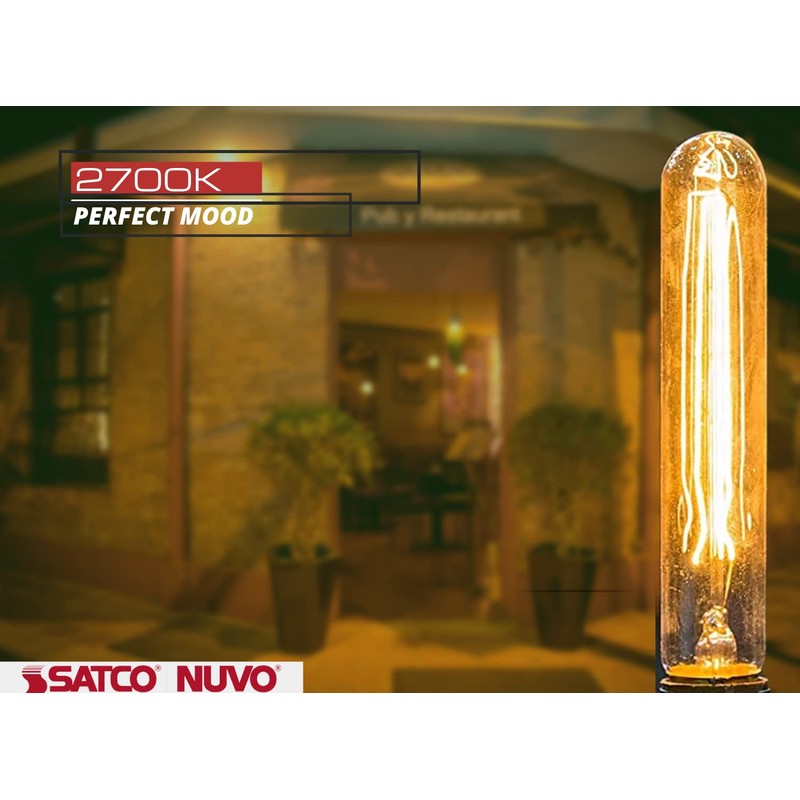 Satco 25W T10 Tubular Bulb - Medium Base - Frosted