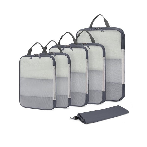 ECOHUB 6pcs Compression Packing Cubes Set for Backpack Suitcases, Expandable