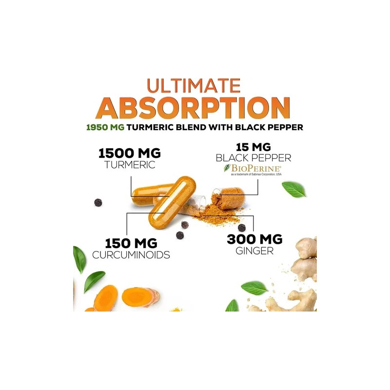 Turmeric Y Ginger Con Bioperina 1950mg Cúrcuma 240 Caps.
