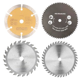 4Pcs 4-1/2 Inch Compact Circular Saw Blade Set with 3/8" Arbor TCT/HSS/Diamond Circular Saw Blade for Angle Grinder for Plastic Wood Metal Tile Fast Cutting