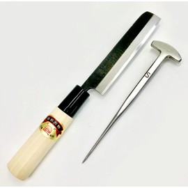 Edo Kikusui Eel Ripper Thin 4.1 inches (105 mm) + Perforated Kamaboko Mold, Stainless Steel, Polished Set