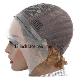 Fereowth Ombre Short Curly Lace Front Wigs Human Hair Wig for Women Brown 1B/27 Pixie Cut Wigs Human Hair Short Curly Human Hair Wig Pre Plucked with Baby Hair 150% Density