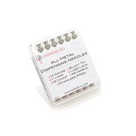 Dispense All - 12 Pack - 14 Gauge 1 Inch All Metal Blunt Tipped Dispensing Needle, Stainless Steel, Luer Lock | Refill Cartridges and Transfer Viscous Liquids Oils Glycerin Distillate Epoxy Adhesive