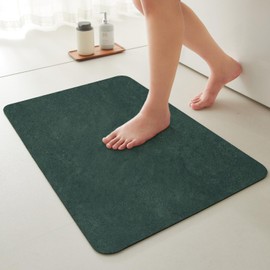 Quick Dry Bath Mat, Bathroom Rugs Non Slip Washable Thin Absorbent Bath Mat Fits Under Door Bathroom Floor Mat Perfect for Bath, Shower, or Sink 24"x36" Dark Green