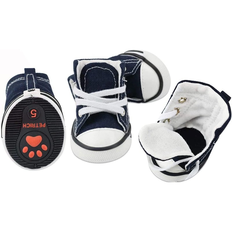 OUPEI 4 Piezas de Zapatos Deportivos de Lona para Perros