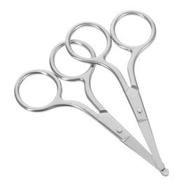 2pcs Stainless Steel Tip Scissors for Men Women Eyebrow Trimmer Nose Hair Scissors Rounded Tip Scissor Set Safe Painless