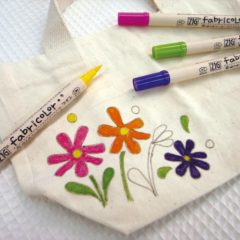 呉竹 水性ペン 布用 布書き ZIG ファブリカラー 12色 TC-4000A/12V