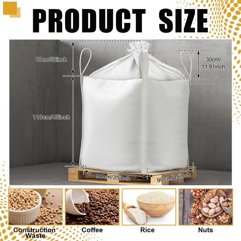 Hoolerry 10 Pcs FIBC Bulk Bag, 1.5 Ton 35" L
